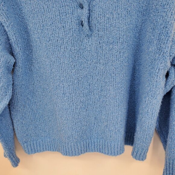 Aerie Women's Blue Textured Folded Collar Henley Neck Boxy Shirt Size Small - Picture 7 of 7